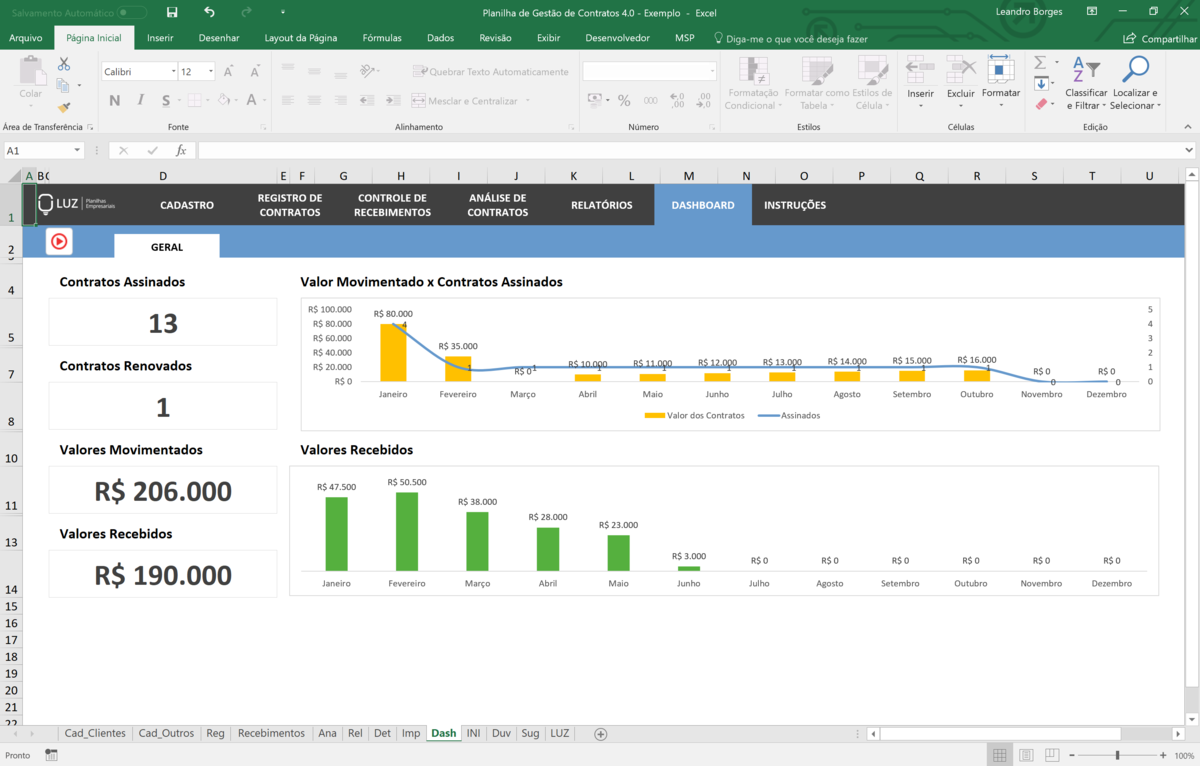 Planilha de Gestão e Controle de Contratos em Excel 4.0