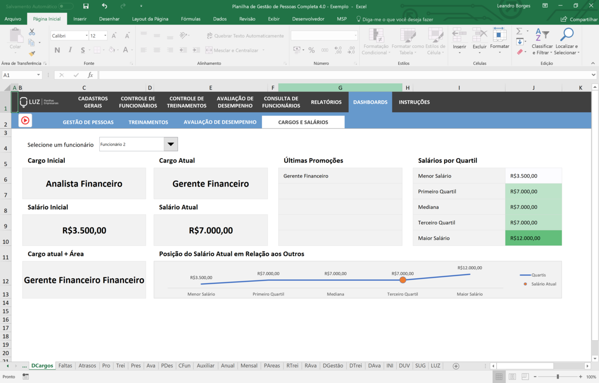 Planilha de Gestão de Pessoas Completa em Excel 4.0