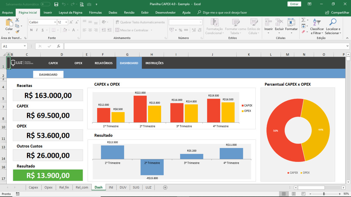 Planilha CAPEX em Excel 4.0