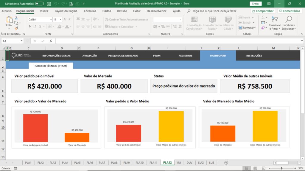 Planilha De Avaliacao De Imoveis Ptam Excel Dashboard1200x1200 Planilhasvc Consultoria Em 1005