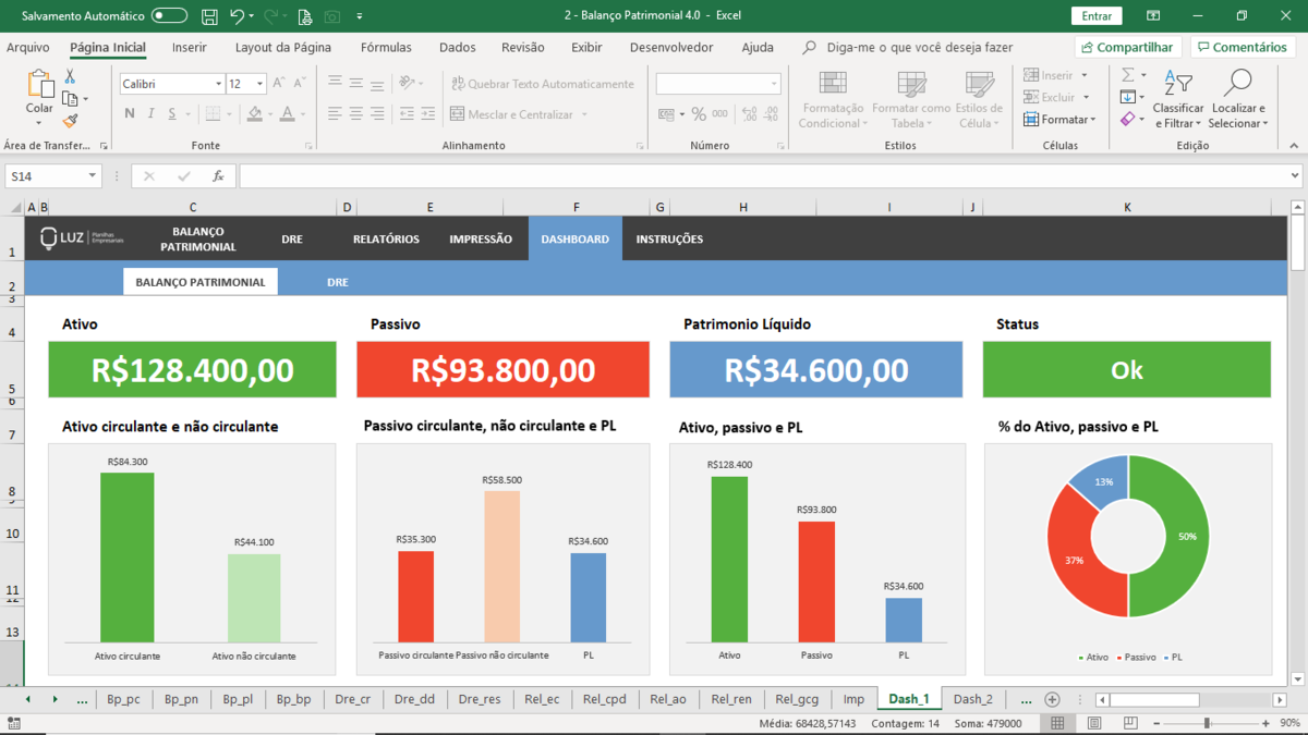 Planilha de Balanço Patrimonial em Excel 4.0