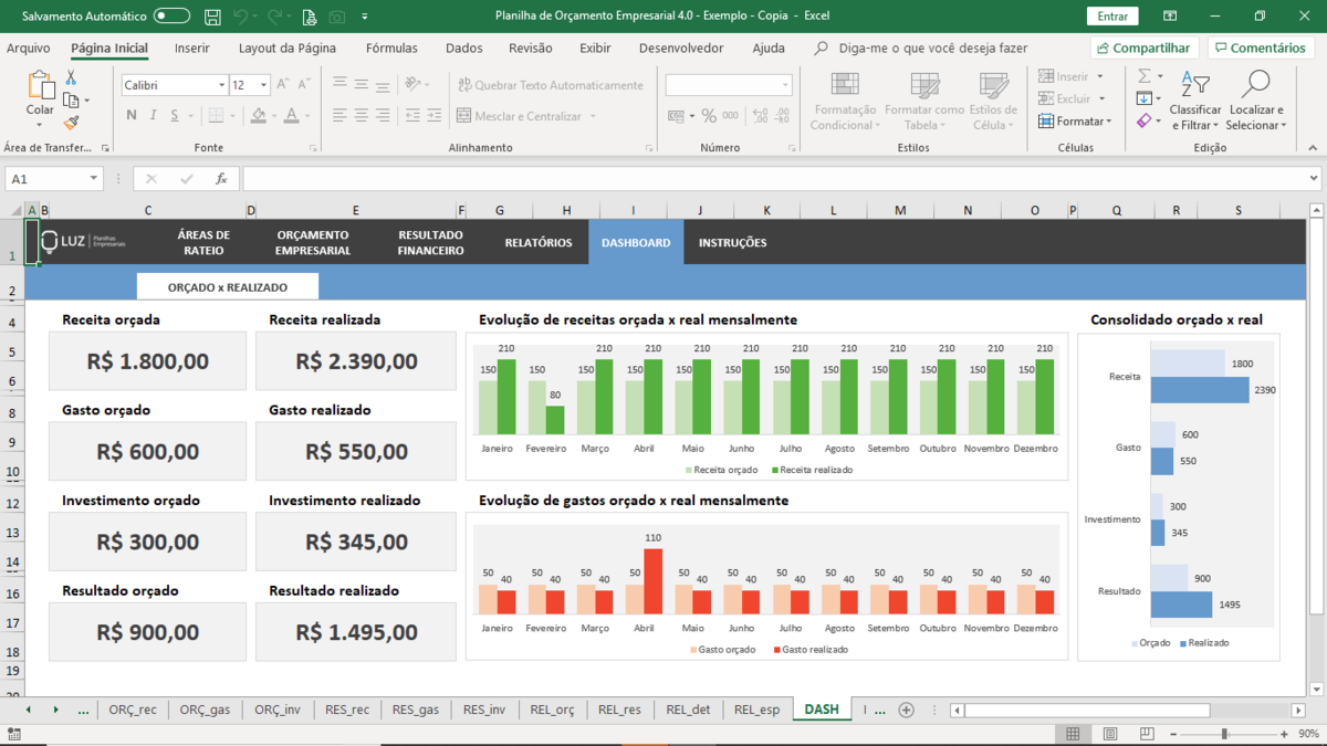 Pacote com Planilhas e Apostila: Planejamento Financeiro em Excel