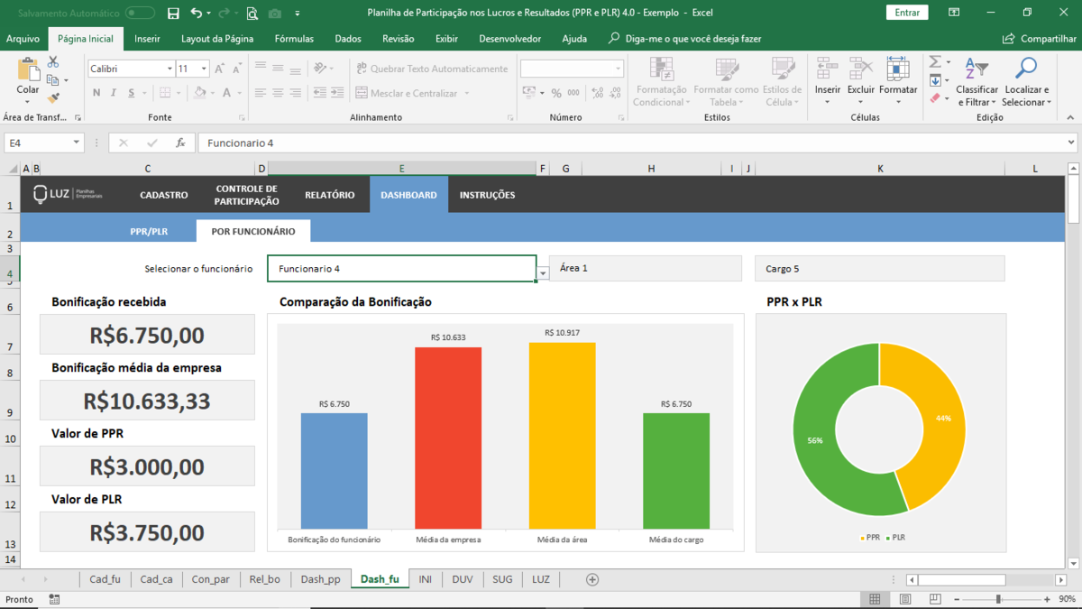 Planilha de Participação nos Lucros e Resultados (PPR e PLR) em Excel 4.0