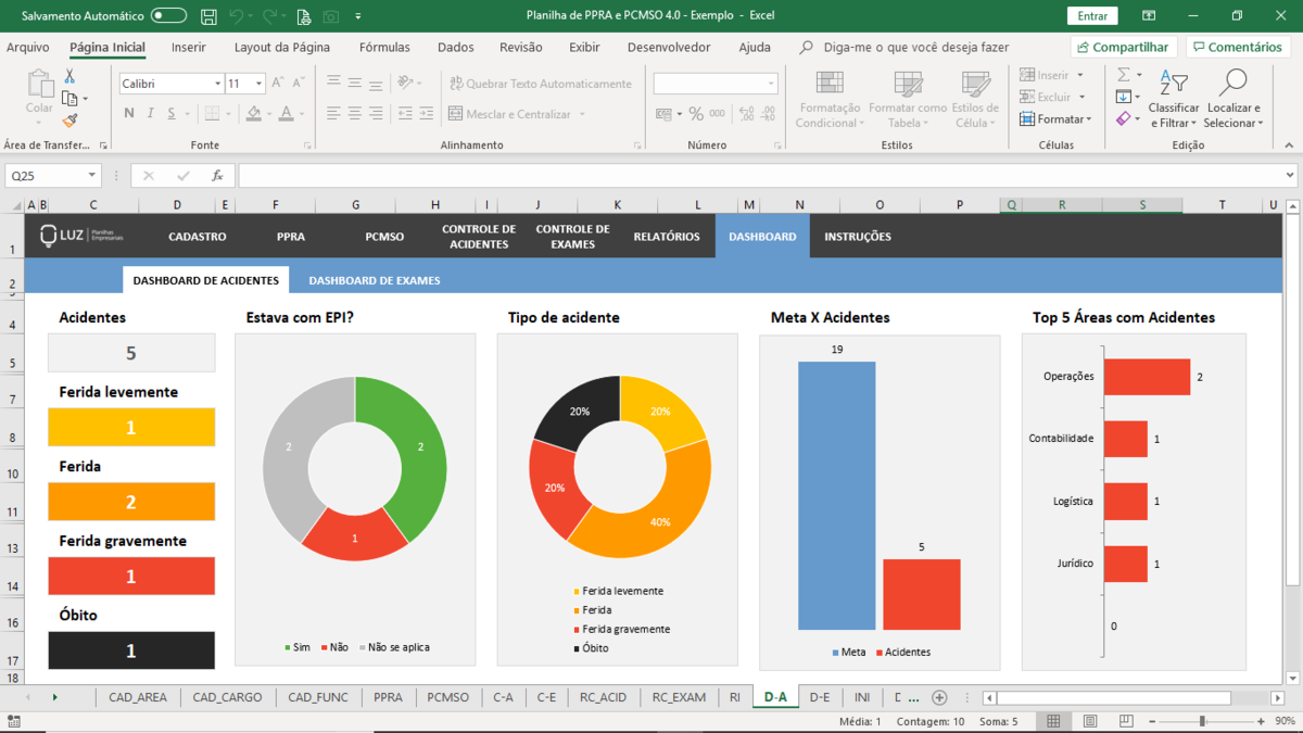 Planilha de PPRA e PCMSO em Excel 4.0