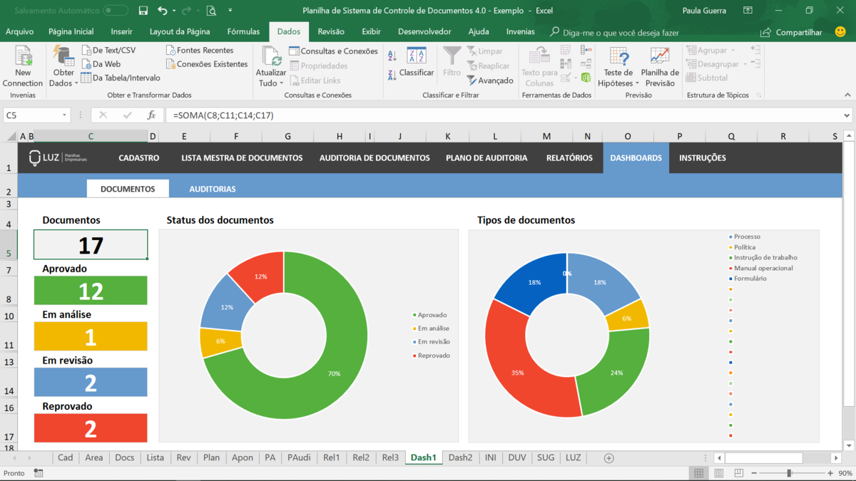 Planilha de Sistema de Controle de Documentos em Excel 4.0