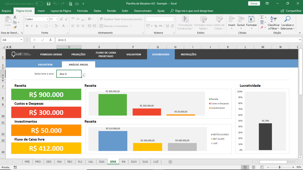 Planilha de Valuation em Excel 4.0