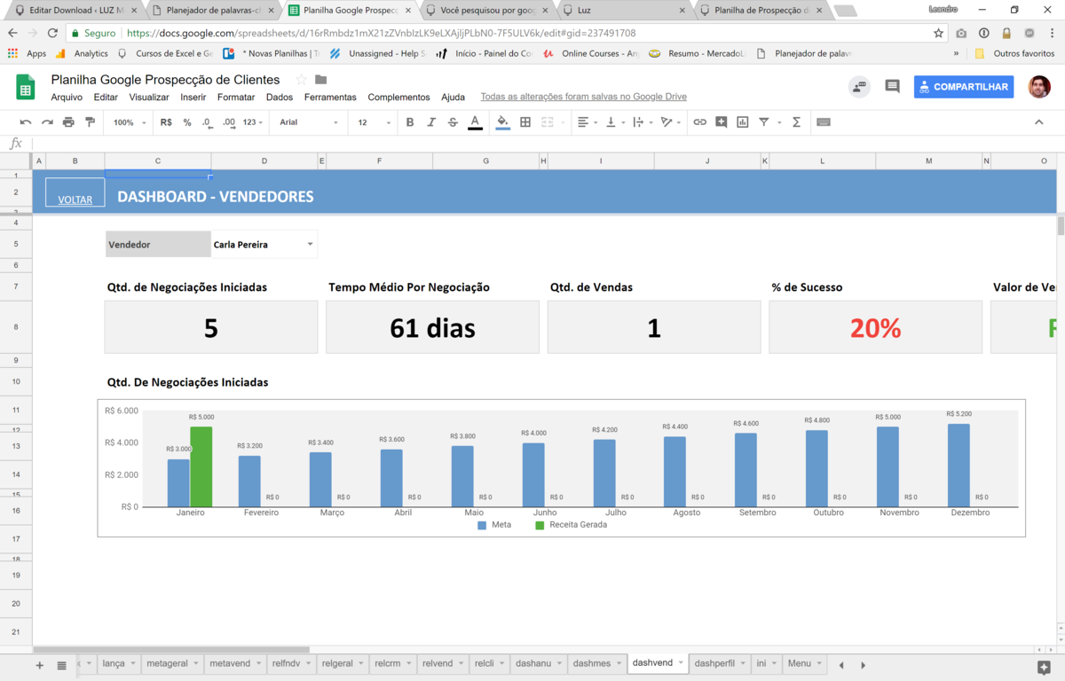 Planilha Google de Prospecção de Clientes