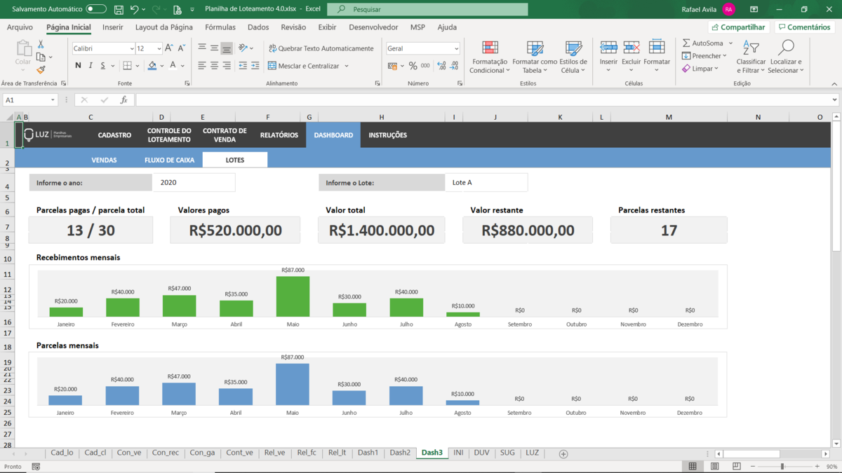 Planilha de Loteamento de Terrenos em Excel 4.0