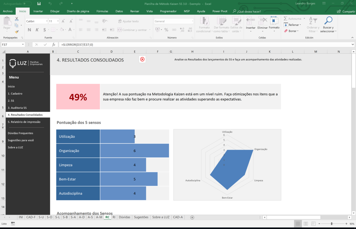 Planilha do Método Kaizen (5S) 3.0