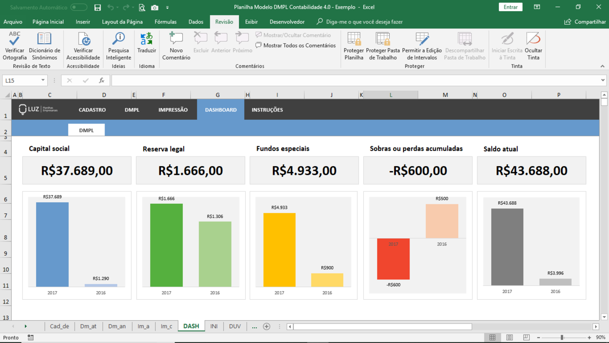 Planilha Modelo DMPL Contabilidade em Excel 4.0