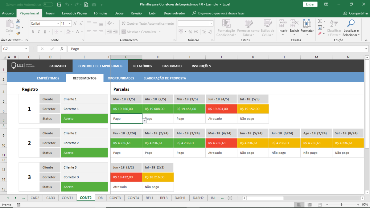 Planilha para Corretores de Empréstimos em Excel 4.0