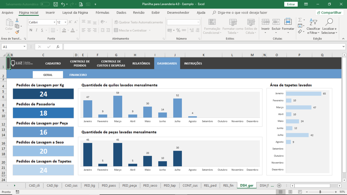 Planilha para Lavanderia em Excel 4.0