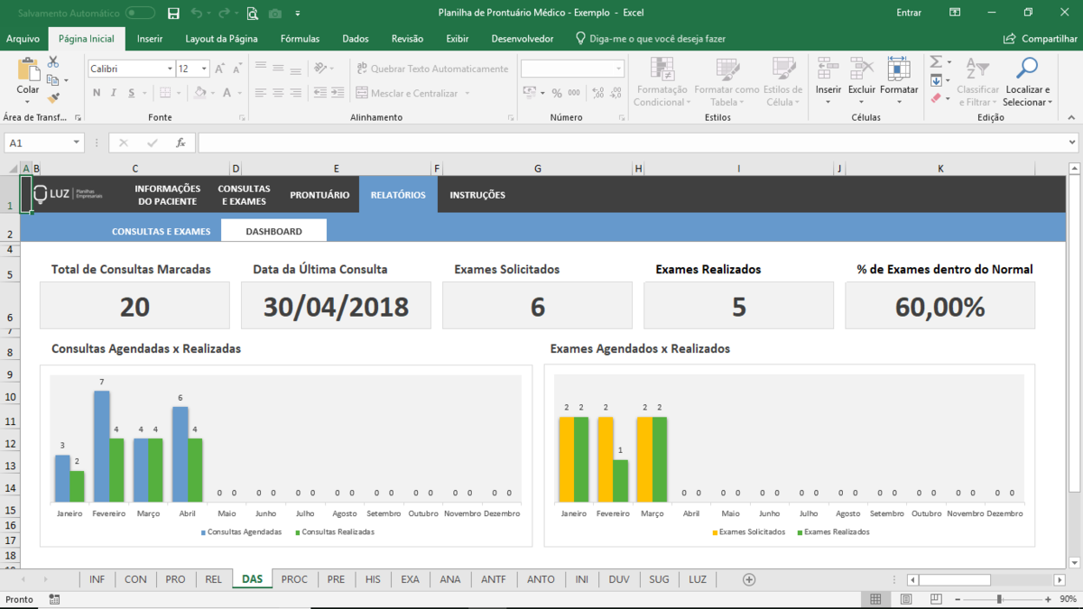 Planilha de Prontuário Médico de Paciente em Excel 4.0