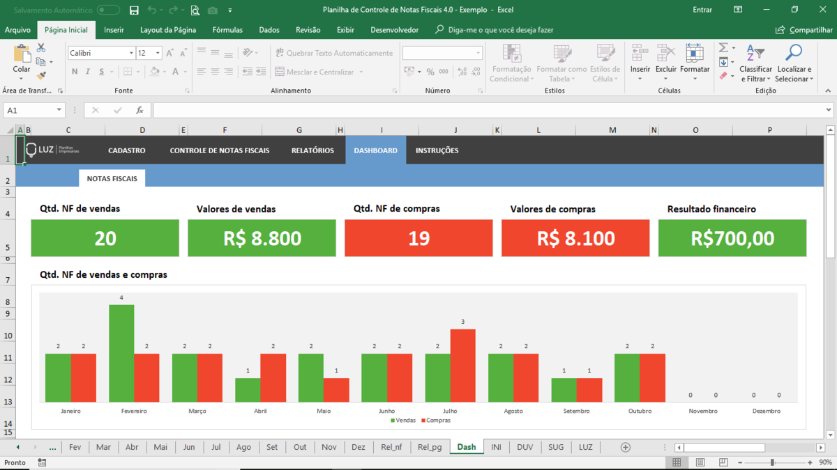 Planilha de Controle de Nota Fiscal em Excel 4.0