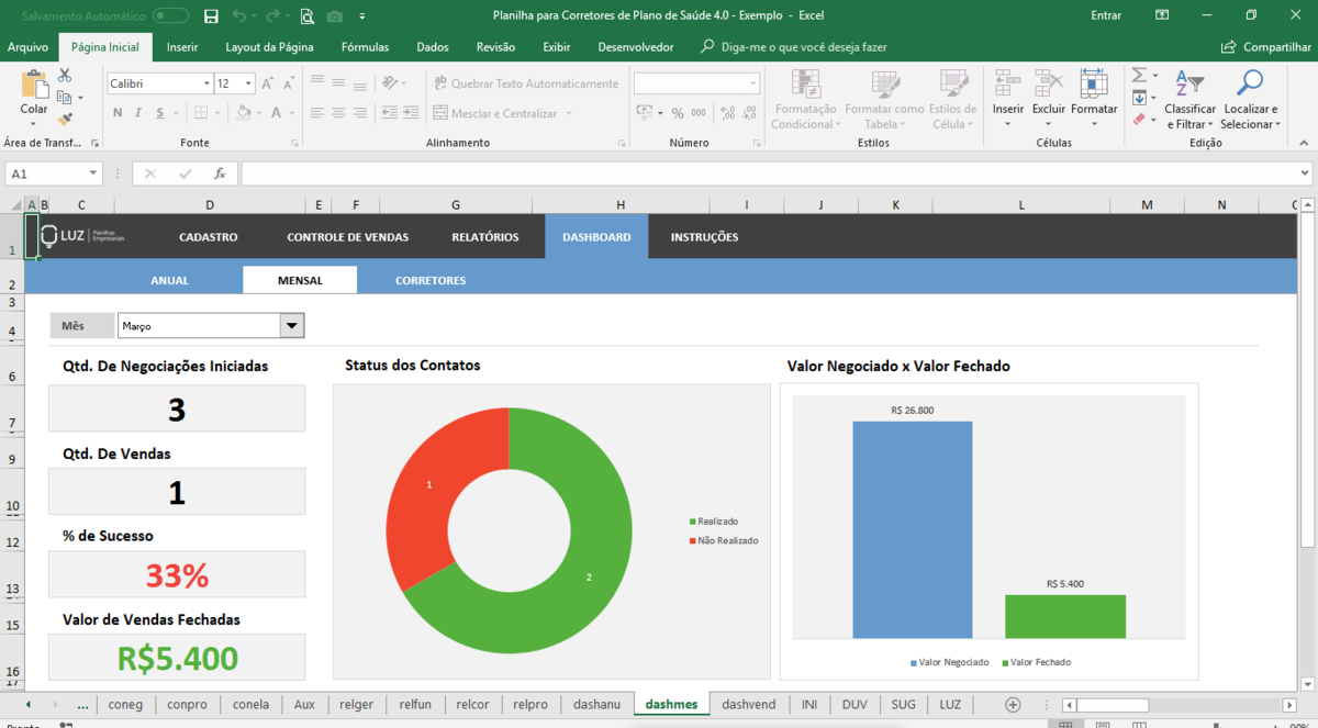 Planilha para Corretores de Plano de Saúde em Excel 4.0