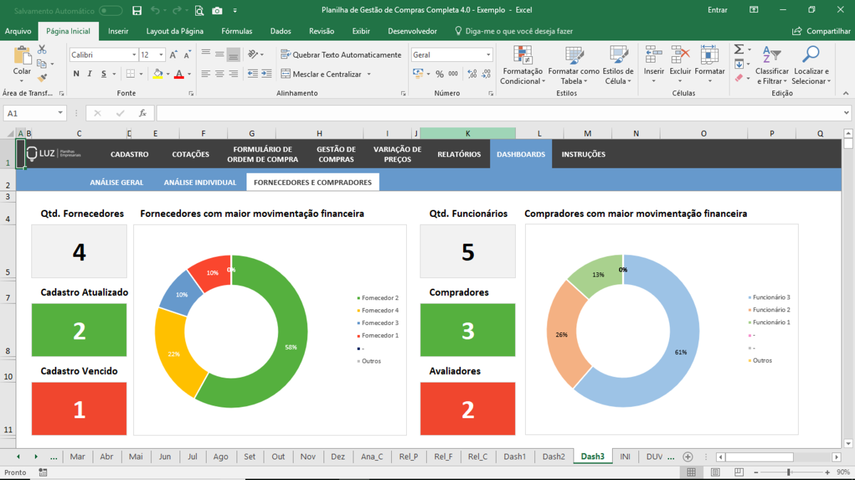 Planilha de Gestão de Compras Completa em Excel 4.0